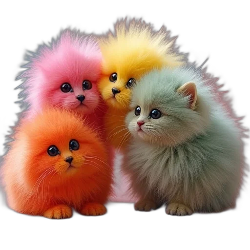animal, creature, hair, 3d render, photorealistic, concept art, colorful, pastel transparent PNG cut-out