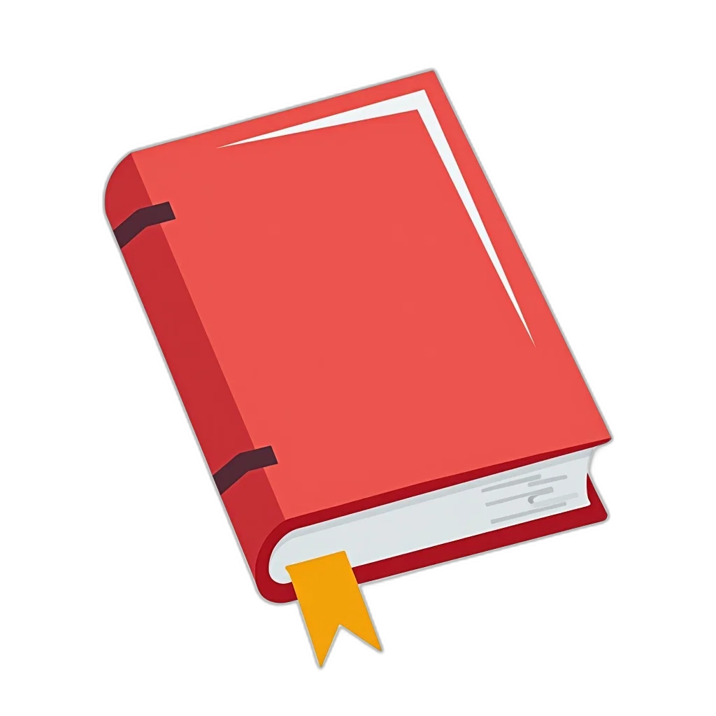 weapon, 3d render, red, stylized, illustration, book, white, spine transparent PNG cut-out