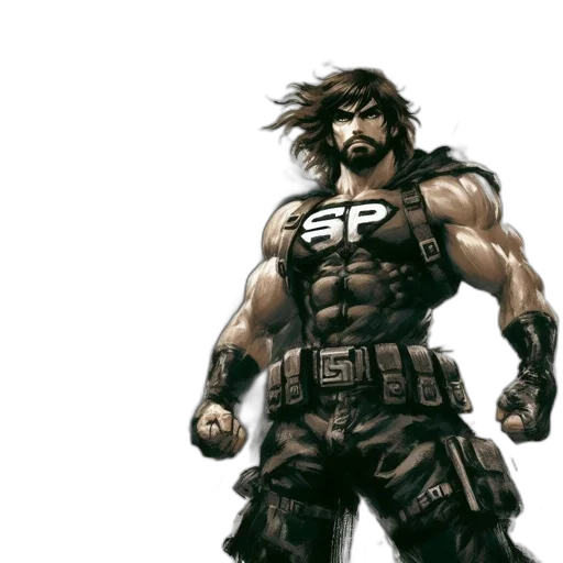 concept art, comic book art, fantasy art, pixel art, stylized, image, muscular, man transparent PNG cut-out
