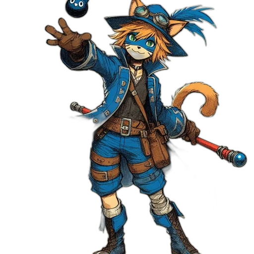 staff, weapon, concept art, fantasy art, pixel art, comic book art, blue, feline-like transparent PNG cut-out