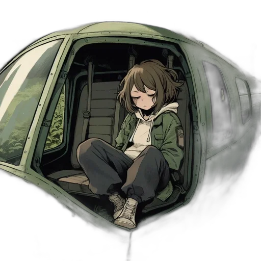 car, jacket, mask, umbrella, concept art, anime, watercolor, cartoon transparent PNG cut-out