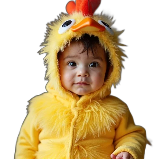 animal, creature, jacket, hat, toddler, wearing, chicken, costume transparent PNG cut-out