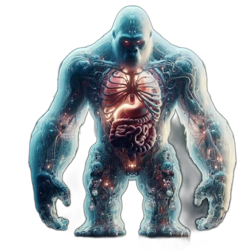 creature, robot, animal, face, concept art, 3d render, pixel art, futuristic transparent PNG cut-out