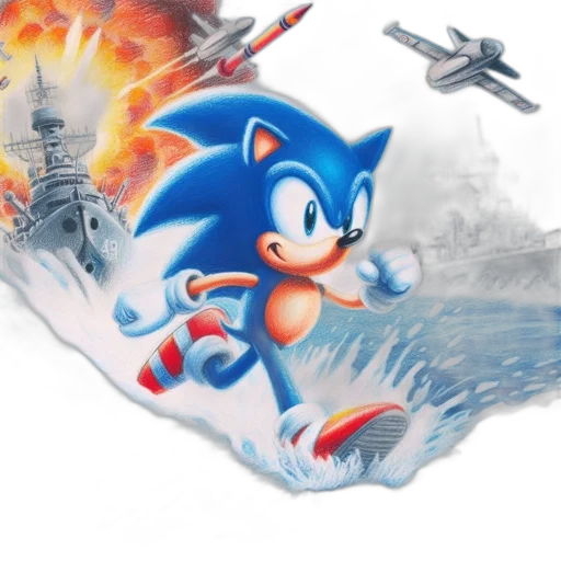 weapon, concept art, comic book art, pixel art, fantasy art, fire, sonic, hedgehog transparent PNG cut-out