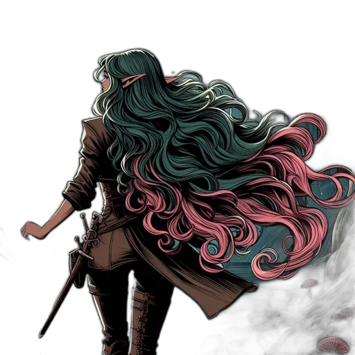 sword, hair, weapon, fantasy art transparent PNG cut-out