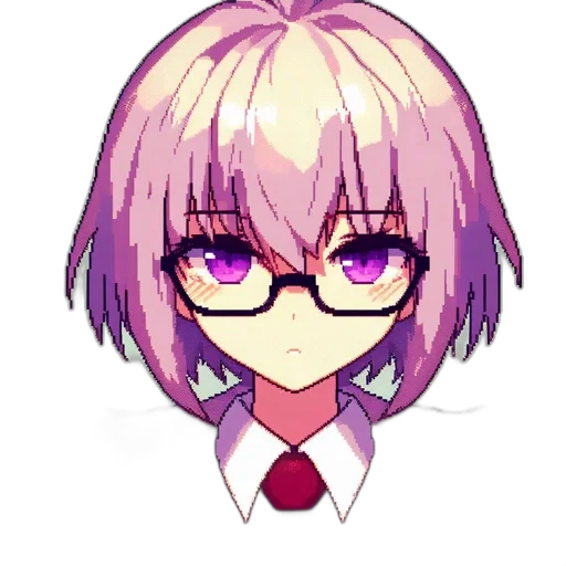 staff, face, hair, creature, pixel art, anime, cartoon, cyberpunk transparent PNG cut-out