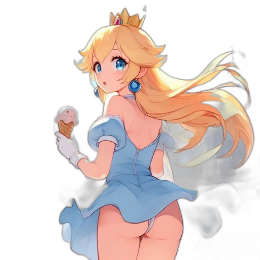 dress, staff, crown, concept art, pixel art, anime, fantasy art, blue transparent PNG cut-out