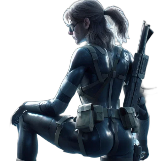 weapon, jacket, concept art, cyberpunk, comic book art, 3d render, blue, agile transparent PNG cut-out