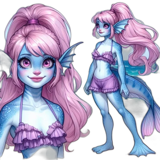 concept art, fantasy art, watercolor, pixel art, pastel, blue, colorful, two transparent PNG cut-out
