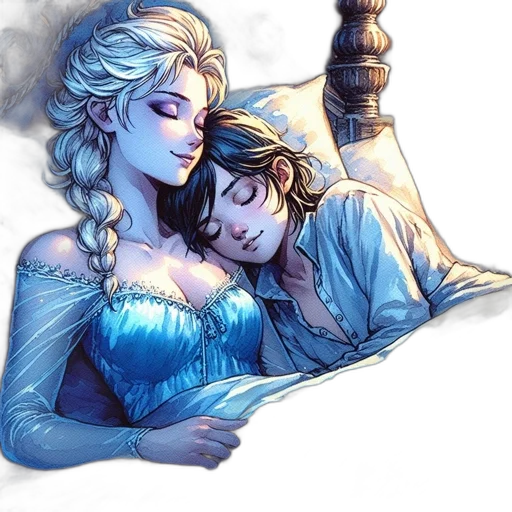 fantasy art, watercolor, comic book art, concept art, snow, night, underwater, fire transparent PNG cut-out