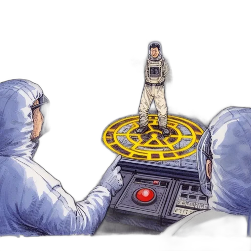 robot, jacket, concept art, outer space, inside, futuristic, spacecraft, two transparent PNG cut-out