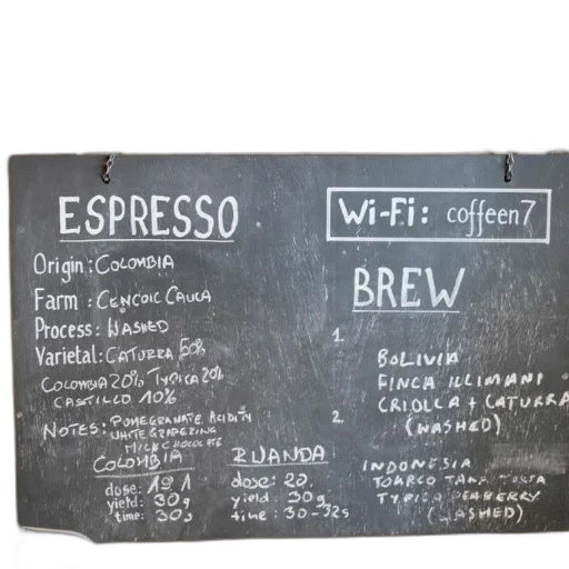 staff, chalkboard, menu, lists, espresso, origins, brewing, details transparent PNG cut-out