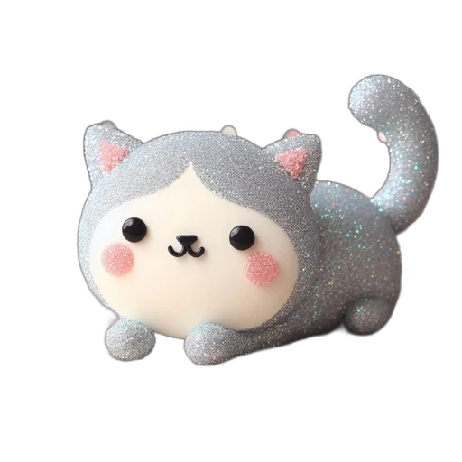 creature, animal, staff, 3d render, concept art, plush, silver-gray, glittery transparent PNG cut-out