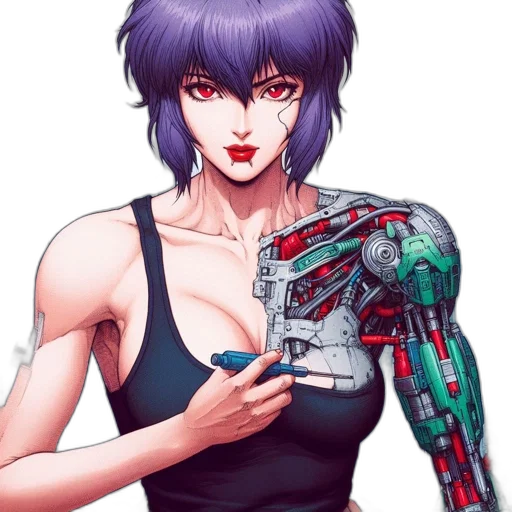robot, weapon, cyberpunk, vaporwave, pixel art, anime, red, animated transparent PNG cut-out