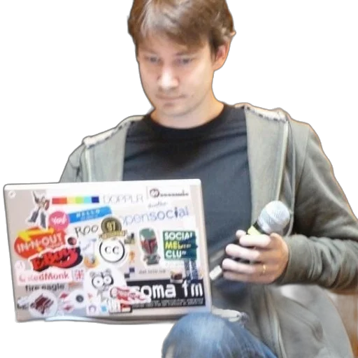 jacket, staff, weapon, robot, concept art, man, laptop, covered transparent PNG cut-out