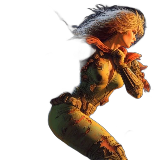 concept art, comic book art, fantasy art, cosmic, scene, woman, futuristic, suit transparent PNG cut-out