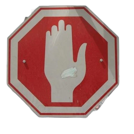 weapon, robot, jacket, staff, stop, sign, hand, painted transparent PNG cut-out