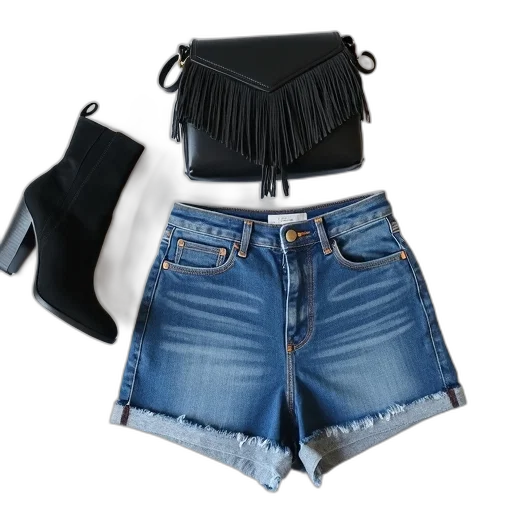 monochrome, dark, blue, neon, pair, denim, shorts, laid transparent PNG cut-out