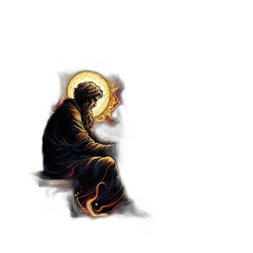 pixel art, concept art, fantasy art, photorealistic, bearded, figure, cosmic, landscape transparent PNG cut-out