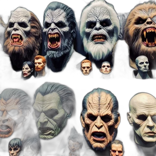 mask, face, concept art, 3d render, fantasy art, photorealistic, collection, intricately transparent PNG cut-out
