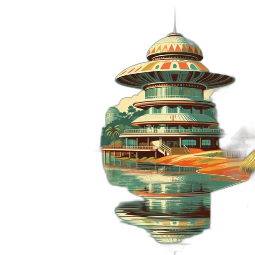building, hat, concept art, 3d render, fantasy art, photorealistic, outer space, fog transparent PNG cut-out