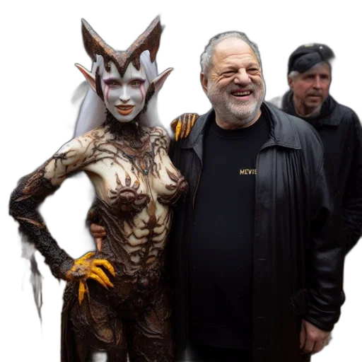 creature, staff, animal, mask, concept art, outer space, two, characters transparent PNG cut-out