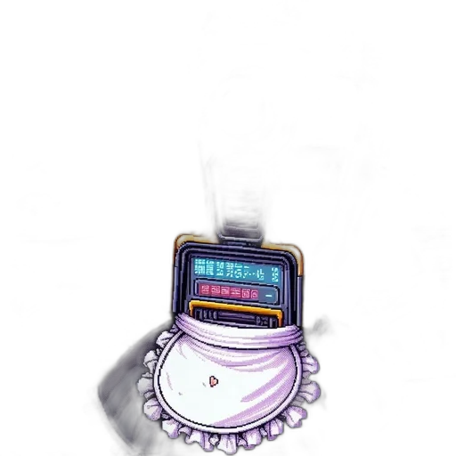 jewelry, robot, staff, crown, vaporwave, pixel art, concept art, 3d render transparent PNG cut-out