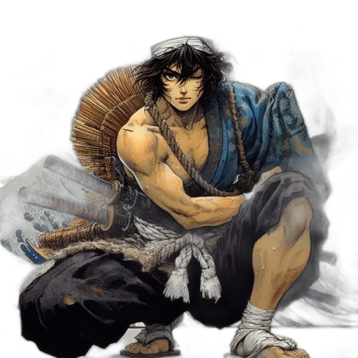 fantasy art, concept art, comic book art, photorealistic, male, character, traditional, japanese transparent PNG cut-out