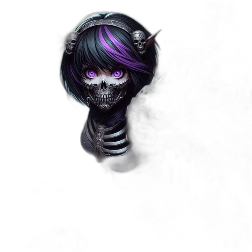mask, face, hair, creature, concept art, fantasy art, cyberpunk, photorealistic transparent PNG cut-out