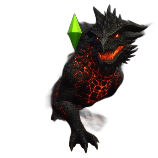 dragon, creature, animal, staff, concept art, fantasy art, 3d render, pixel art transparent PNG cut-out