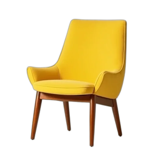 furniture, 3d render, golden, yellow, mid, century, dining, chair transparent PNG cut-out