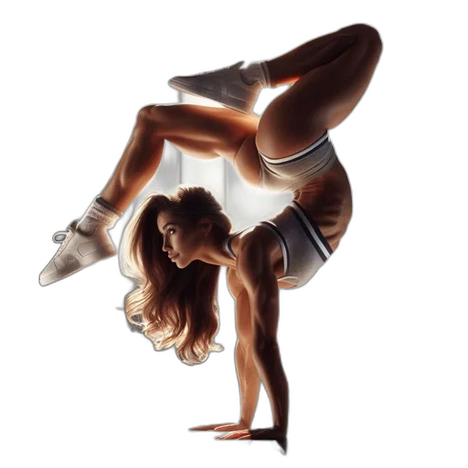 photorealistic, concept art, fantasy art, pixel art, woman, performs, challenging, acrobatic transparent PNG cut-out