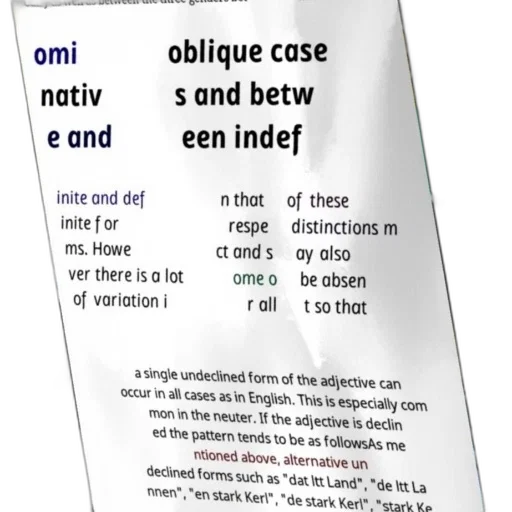 text, english, explaining, declension, adjectives, german, including, nominative transparent PNG cut-out