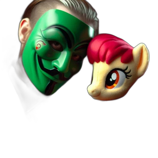 mask, face, concept art, 3d render, cartoon, comic book art, green, individual transparent PNG cut-out