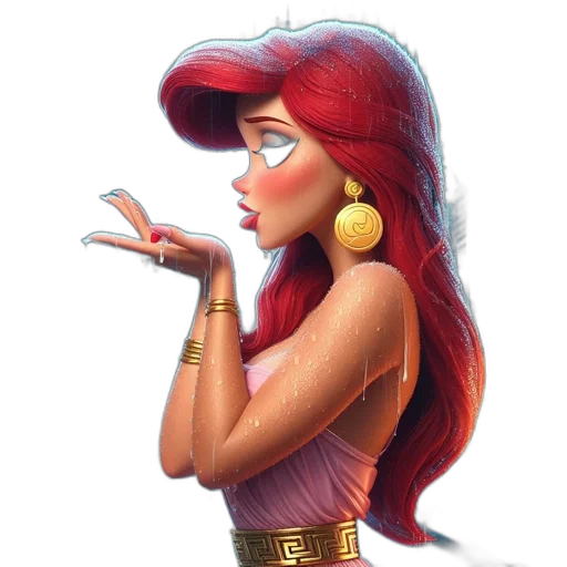 jewelry, hat, cartoon, concept art, fantasy art, comic book art, woman, red transparent PNG cut-out