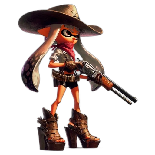 weapon, hat, animal, jacket, concept art, 3d render, pixel art, cartoon transparent PNG cut-out