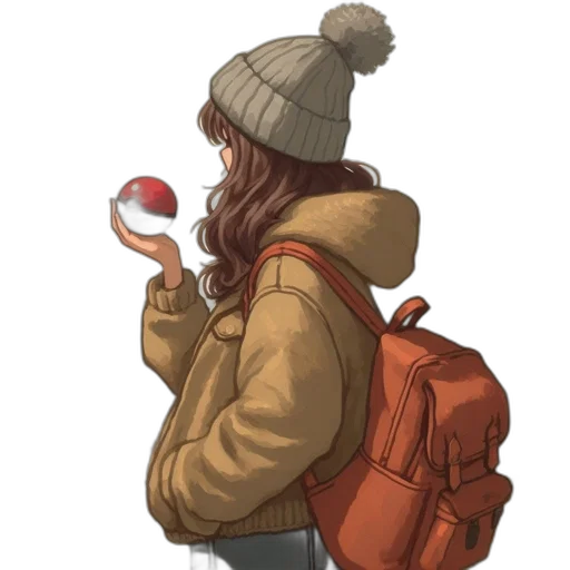 hat, jacket, staff, umbrella, concept art, watercolor, pixel art, fantasy art transparent PNG cut-out