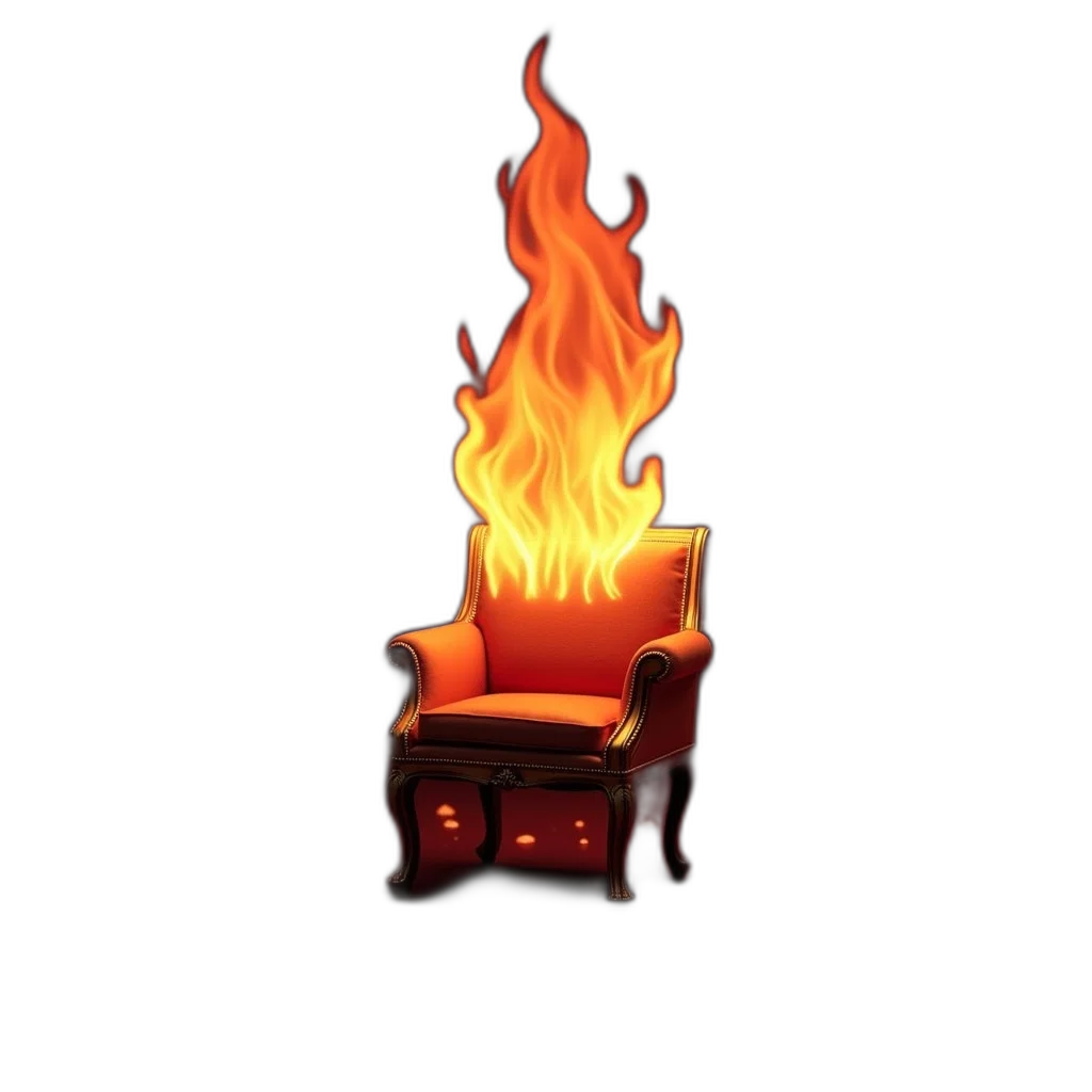 furniture, crown, jacket, 3d render, fire, chair, flame-like, structure transparent PNG cut-out