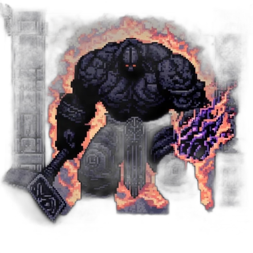 weapon, staff, pixel art, concept art, fantasy art, comic book art, fire, dark transparent PNG cut-out
