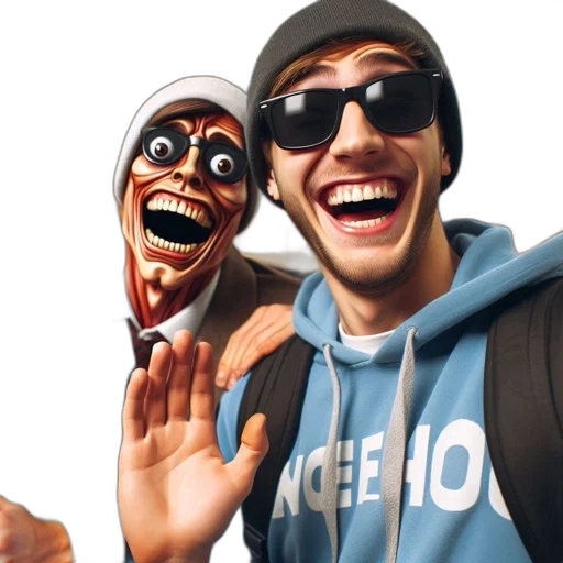 mask, face, 3d render, photorealistic, concept art, cartoon, two, comical transparent PNG cut-out