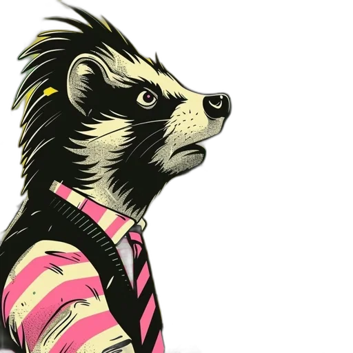 jacket, animal, cartoon, concept art, comic book art, 3d render, neon, monochrome transparent PNG cut-out