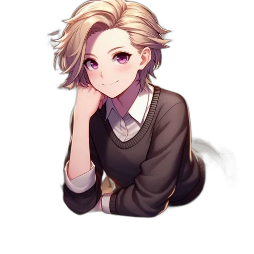 staff, face, crown, hair, anime, pixel art, watercolor, cartoon transparent PNG cut-out