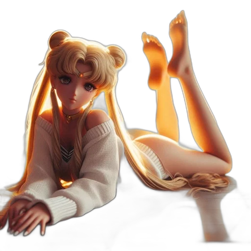 dress, concept art, anime, fantasy art, 3d render, golden, animated, female transparent PNG cut-out