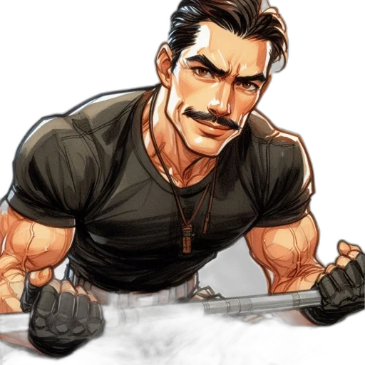 weapon, comic book art, concept art, cartoon, fantasy art, muscular, man, holding transparent PNG cut-out