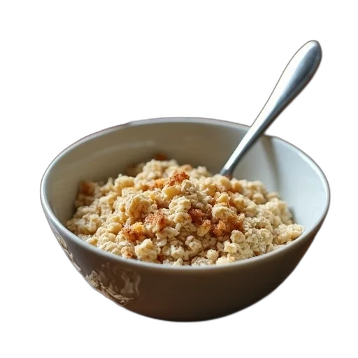 food, bowl, oatmeal, spoon, inside, placed, wooden, surface transparent PNG cut-out
