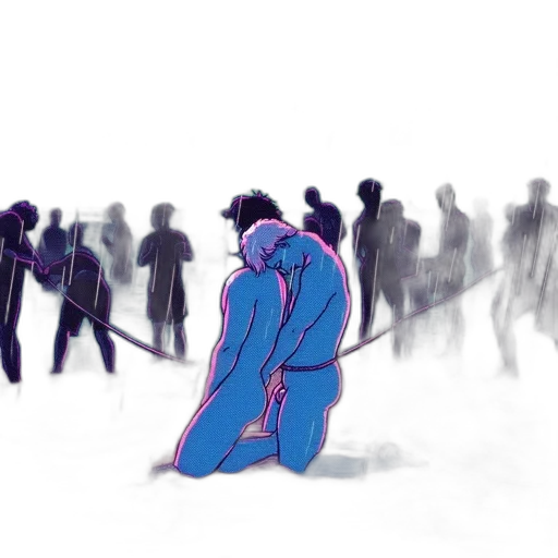 staff, robot, creature, mask, concept art, comic book art, vaporwave, cyberpunk transparent PNG cut-out