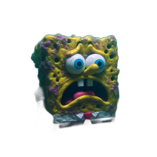 creature, mask, face, animal, 3d render, concept art, pixel art, spongebob transparent PNG cut-out