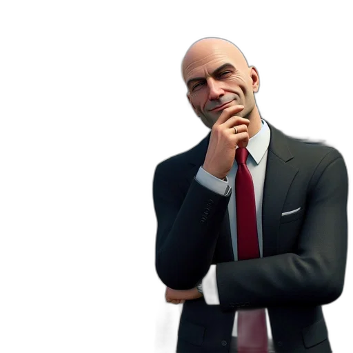 staff, face, jacket, concept art, 3d render, photorealistic, cartoon, bald transparent PNG cut-out