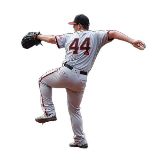 animal, baseball, player, middle, pitching, ball, field, wearing transparent PNG cut-out