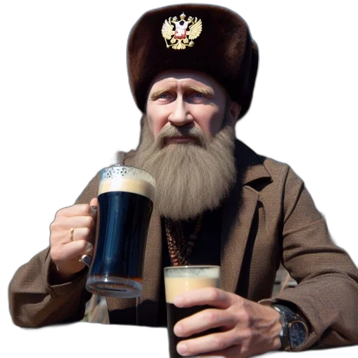 hat, elderly, man, wears, traditional, russian, while, enjoying transparent PNG cut-out